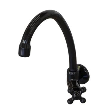 Imagem de Torneira Registro Para Cozinha De Parede Bica Móvel Modelo Porto Belo Cor Preto Com Bitola 1/2"-3/4" Durín