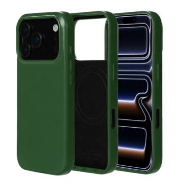 Imagem de alto Capa compatível com iPhone 17 Pro 2025, capa magnética de couro italiano compatível com Apple MagSafe, capa protetora contra quedas da série Clop (iPhone 17 Pro, 6,3 polegadas, verde floresta)
