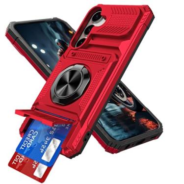 Imagem de LEMAXELERS Capa para Samsung Galaxy S25 FE com suporte oculto para cartão [loja 2 cartões] Anel giratório magnético com suporte de camada dupla resistente à prova de choque capa protetora para Galaxy