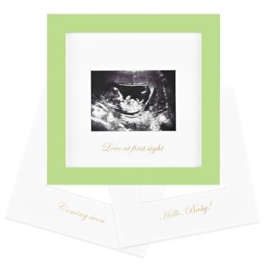Imagem de KINLINK Moldura de ultrassom para bebê, moldura de ultrassom Love at First Sight, presentes de gravidez para grávidas e papai, festa de revelação de gênero, anúncio de lembrança de bebê, verde claro