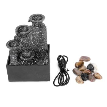 Imagem de Bewinner Ornamento de água USB Requintado Com Pedras Irregulares, Belas Luzes LED, Fonte de Cockery Decorativa Interna para Escritório Em Casa, Quarto, Sala de chá, Fonte de Alimentação de Bateria/USB