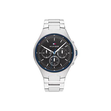 Imagem de Tommy Hilfiger Relógio masculino quartzo 1792054 caixa de aço inoxidável e pulseira de elos, cor: prata, Prata