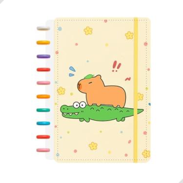 Imagem de Caderno Inteligente Capas Capivara 10 Discos Coloridos | Refil Removível, Compacto e Divertido | Capa Fofa e Exclusiva para Escola, Escritório e Presentes Criativos 20x26cm 80 Fls Papelaria Fofa Divertida Criativa (Capivara e o Jacaré)