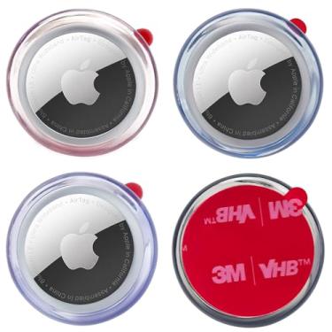 Imagem de echinff Pacote com 4 capas para Airtag, capa protetora com adesivo forte 3M compatível com etiquetas Apple Air para colar na TV, fones de ouvido remotos, mochilas, bagagem, laptop, câmera, bicicleta