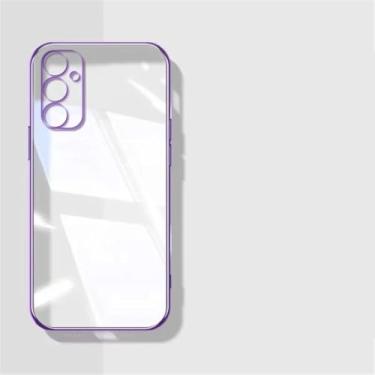 Imagem de Capa de silicone transparente com revestimento de luxo para Samsung Galaxy A56 A36 A26 A16 A06 A55 A35 A25 A15 A54 A34 A24 A14 (para Samsung A35/roxa)