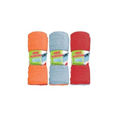 Imagem de Kit Pano de Chão Prato Limpeza 6 panos de chão Microfibra Super Absorvente Celeste (Azul,Laranja,Vermelho)