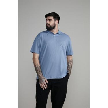 Imagem de Polo Manga Curta com Bolso Comfort Malha Básica - Azul Jeans - Highsti