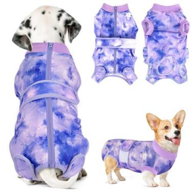 Imagem de Suit de recuperação Lukovee para cães, fêmea, macho, roxo, tie-dye