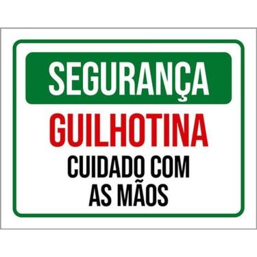 Imagem de Kit 5 Placas Segurança Guilhotina Cuidado Com As Mãos