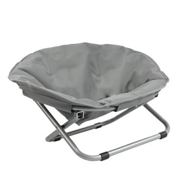 Imagem de Baoblaze Móveis de cadeira dobrável de cadeira dobrável elevados portátil, sofá de metal dormindo cama elevada de cama forte e aconchegante, Cinza