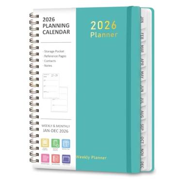 Imagem de Agenda 2026 – Agenda semanal e mensal com encadernação espiral, janeiro de 2026 a dezembro de 2026, capa dura 2026, agenda agenda com abas, bolso interno, perfeita para escritório, casa, material