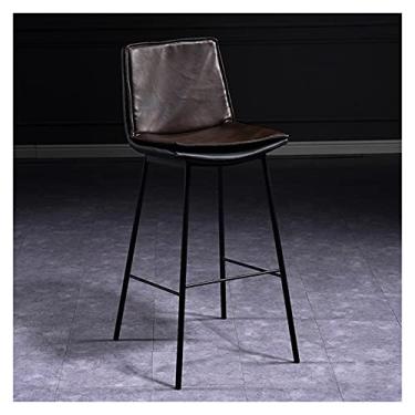 Imagem de Cadeira de bar estilo nórdico encosto cadeira de bar criativa casa moderna minimalista cadeira de bar recepção lazer café leve luxo cadeira alta 2 peças bancos de bar ajustáveis (cor: B)