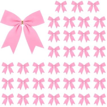 Imagem de Cindeer 36 peças de laço de Natal com glitter, decorações de árvore de Natal, 15 x 14 cm, enfeites de guirlanda para decoração de casa, guirlanda, festa, presente, decoração de casa (rosa)