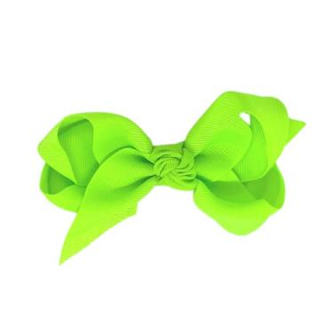 Imagem de Laço Boutique Infantil Tamanho P 7x3 Cm em Gorgorão com Presilha Bico de Pato e Diversas Cores (Verde Neon)