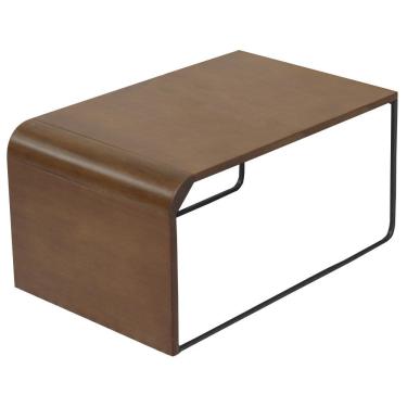 Imagem de Mesa De Centro Baixa Madeira Pinhao Base Metal Preto Nacc