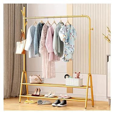 Imagem de Cabideiro de metal portátil com prateleira de camada dupla para sapatos de estoclote, adequado para quarto, sala de estar/preto/80 cm (ouro 120 cm)