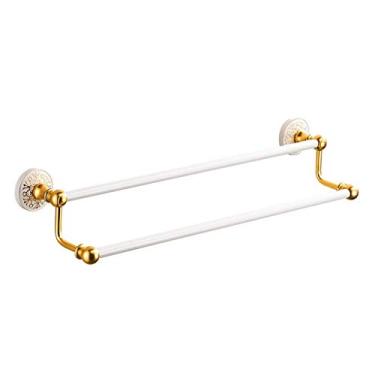 Imagem de Toalheiros, toalheiros, suporte de toalha espaço alumínio duplo pólo toalheiro estilo europeu suporte de toalha de banheiro esculpido barra de toalha de parede prateleira de armazenamento de cozinha