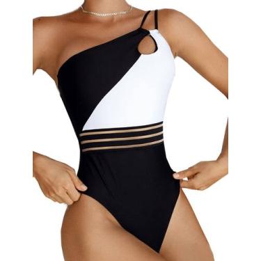 Imagem de Maiô de uma peça, Swimmer Liket, feminino, preto e branco - Swmmer Lik
