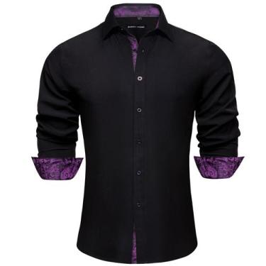 Imagem de Camisa social masculina Barry.Wang de manga comprida sem rugas