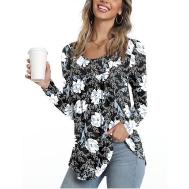 Imagem de Túnica POPYOUNG feminina casual de manga comprida branca Lily XL