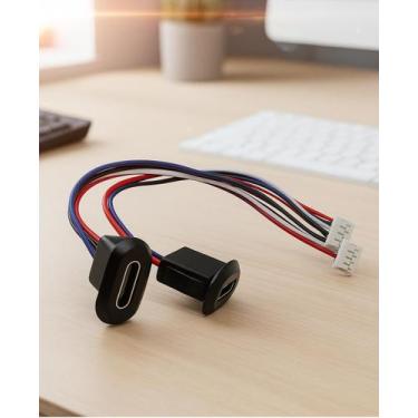 Imagem de Adaptador USB Tipo C Fêmea 4 Vias PH 2.0 15cm  Cabo Para Carga e Dados