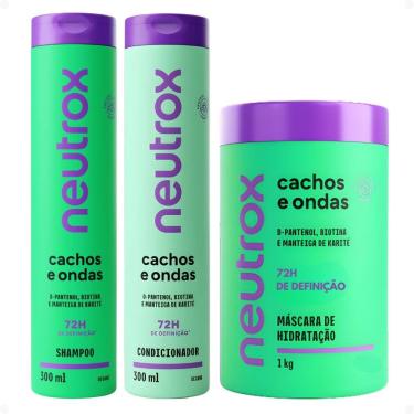 Imagem de Kit Neutrox Cachos e Ondas: Shampoo, Condicionador 300ml e Máscara De Hidratação 1kg