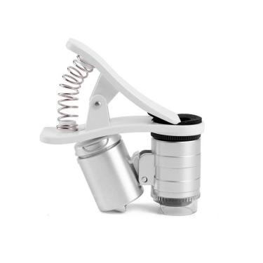 Imagem de Mini Microscópio De Celular Com Ampliação De 60x Led Luz Branca e Ultravioleta Com Clip