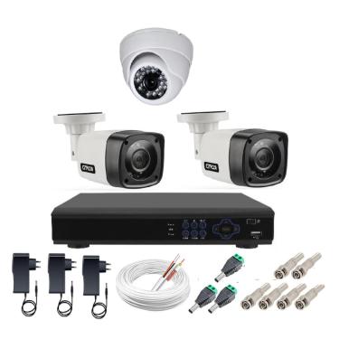 Imagem de Kit cftv 3 cameras de segurança hd + dvr 4ch full hd