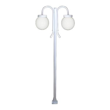 Imagem de Poste Luminária Globo G Duplo Braço Curvo Baixo Branco 200cm