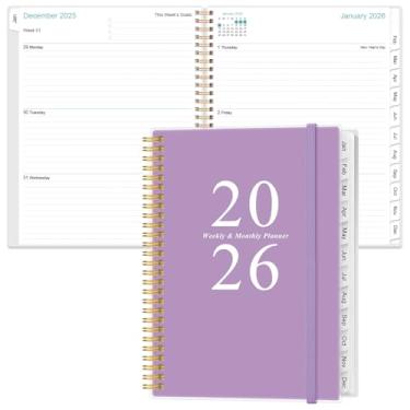 Imagem de Agenda 2026 - Agenda acadêmica 2026 de janeiro de 2026 a dezembro de 2026 com 12 abas mensais, capa flexível, bolso interno, 21,6 cm x 28 cm, roxo