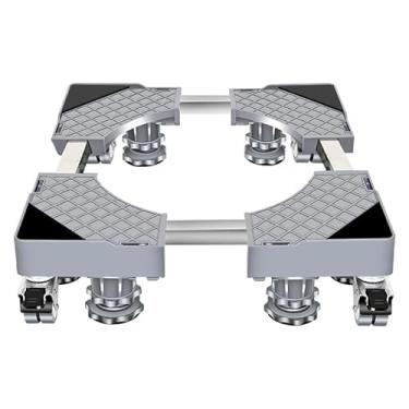 Imagem de Suporte Para Geladeira Maquina De Lavar E Fogão Inox Com Rodinhas Base Carrinho Móvel Flexível (Básico(Sem centro suportes))