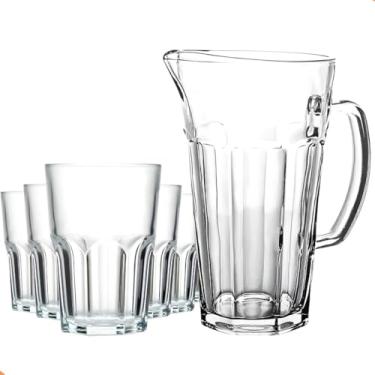 Imagem de Conjunto Jarra de Vidro 1,2L com 6 Copos 350ml – Transparente | Design Moderno, Alta Resistência e Fácil de Limpar | Ideal para Suco, Água e Drinks