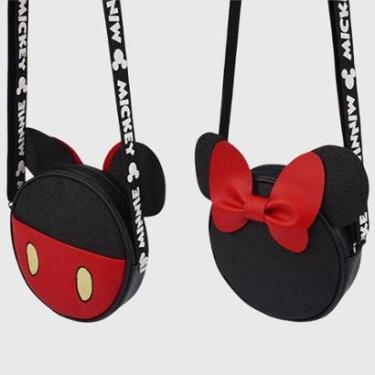 Imagem de Bolsa Transversal Infantil Disney Menina Pampili Mickey Minnie Mouse Preta-Feminino