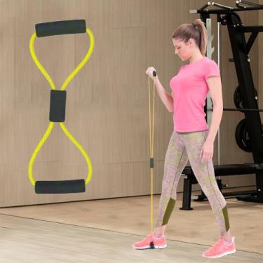 Imagem de Bandas de resistência, faixas de exercício para mulheres e homens, faixas de resistência em 8 formas para braços, expansor de peito, corda de puxar para ioga, academia, fitness, corda elástica de 8