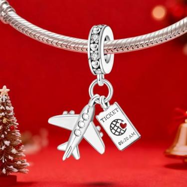 Imagem de 1 peça prata elegante itinerário de viagem berloque para mulheres, faça você mesmo e roupa diária combinando joias decoração presente para mamãe, 27.46*19.4mm, Prata, Sem Pedra Preciosa