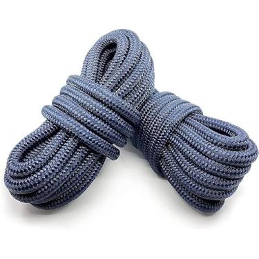 Imagem de AIROW Pacote com 4 linhas de doca de 1/5.1 cm x 15' - Linha de doca de nylon azul marinho trançado duplo de grau marinho com ilhós, cordas de barco fáceis de manusear para ancoragem