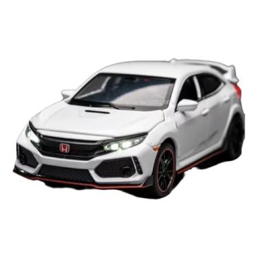 Imagem de Civic Type-R Miniatura, Carro de Brinquedo em Metal, 15cm, Preto com Detalhes Vermelhos, Luzes e Som, Portas e Capô que Abrem, Escala 1:32, Fricção e Bateria