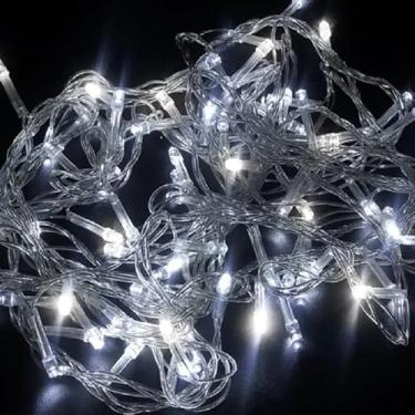 Imagem de Cordão Pisca-Pisca LED Luz Branca 110V - 10 Metros Natal 100 leds 8 funções Branco Natalino