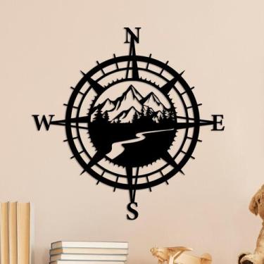Imagem de Arte de parede Resama Black Metal Nautical Compass Decor