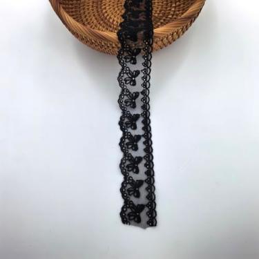 Imagem de Fita de acabamento de renda com ilhó de laço de algodão de 5 metros para costura, artesanato, decoração de casamento, embrulho de presente, 3,5 cm de largura (preto)