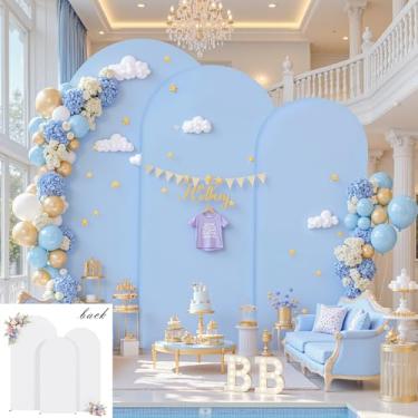 Imagem de Conjunto de 3 capas de fundo de arco - Capas de arco de elastano 2,5 m 1,6 m 1,8 m pano de fundo elástico para cerimônia de casamento, chá de bebê de noiva, festa de aniversário, decoração de fundo de