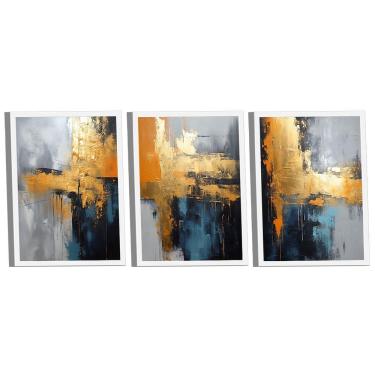 Imagem de Conjunto De Quadros Trio Abstrato Mancha Dourada -- Br Artes
