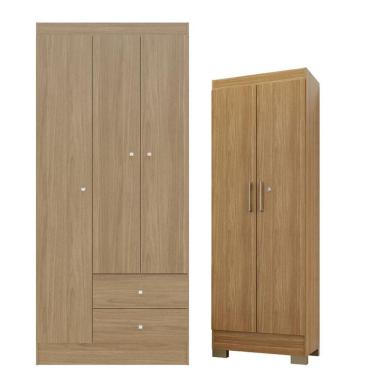 Imagem de Guarda Roupa Solteiro Versa 3 Portas Com Armário Multiuso Luna Freijó Fosco - Kits Paraná