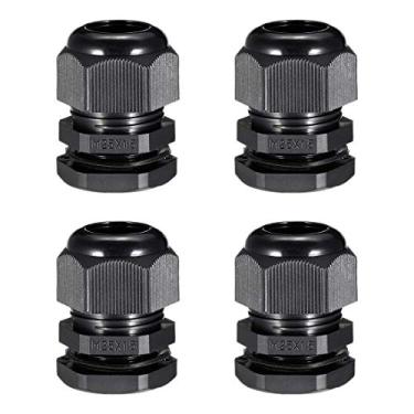 Imagem de 4 peças M25 Prensa-cabo impermeável junta de plástico ajustável preto para fio de cabo de 12 mm-15 mm de diâmetro
