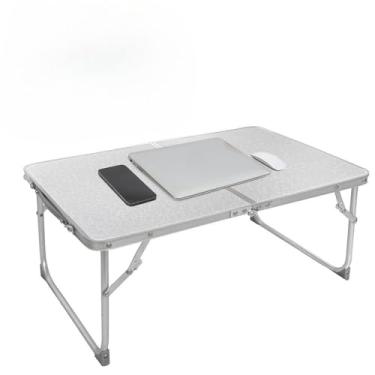 Imagem de Mesa Notebook Cama, Mesa Notebook Dobrável Sofá Cama em Alumínio Vira Maleta Portátil Estudo Refeição Tampo Madeira