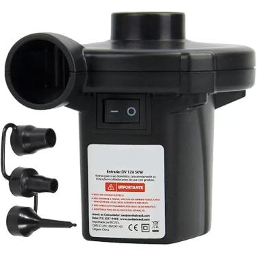Imagem de Bomba de Ar Elétrica Portátil Bivolt 110V/220V 50W 3 Bicos Inflador e Desinflador Rápido 12V Veicular Para Colchão Piscina Bóia Acampamento Praia Compacta Potente Leve Cabo 1,5m Alta Pressão