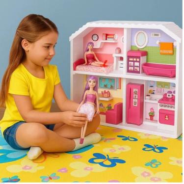 Imagem de Casinha Boneca Infantil Rosa Conjunto Utensílios Decoração - LUA DE CR