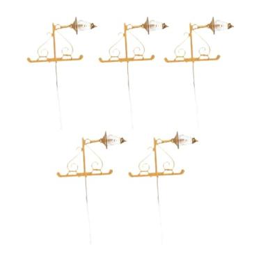 Imagem de JWQFBC Conjunto de 5 Luminárias de Parede em Miniatura Na Escala 1:87, Luminárias de Chão LED Realistas E, Ideais para Projetos de Bricolagem E de, Ouro
