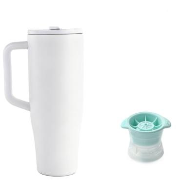 Imagem de TANYRE Garrafa de água de 1,134 g com alça branca sexta geração, suporte de copo compatível para viagens, copo resistente a vazamentos - base de borracha e aço inoxidável isolado reutilizável, sem BPA