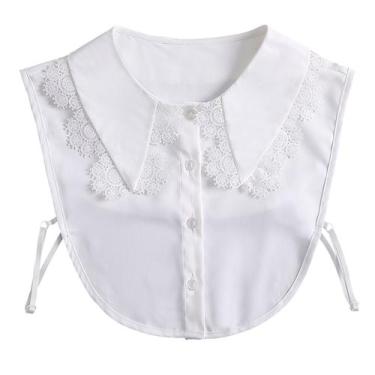 Imagem de Blusa branca elegante removível com gola falsa de renda para mulheres 